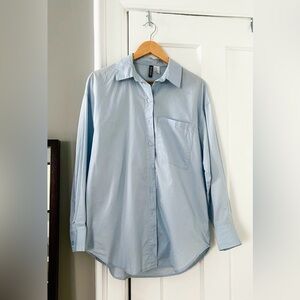 Oversized Light Blue Cotton Button-down